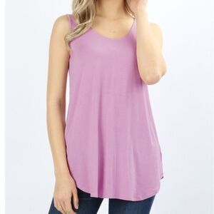 Zenana Premium Sleeveless Dolphin Hem Top M